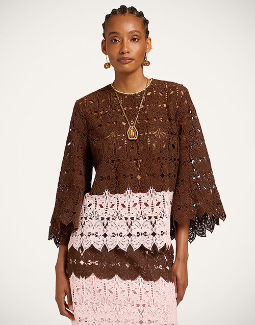 La DoubleJ Lacey Make An Exit Top Color Block Chocolate & Pink TOP0216LAC014BIC01BR07