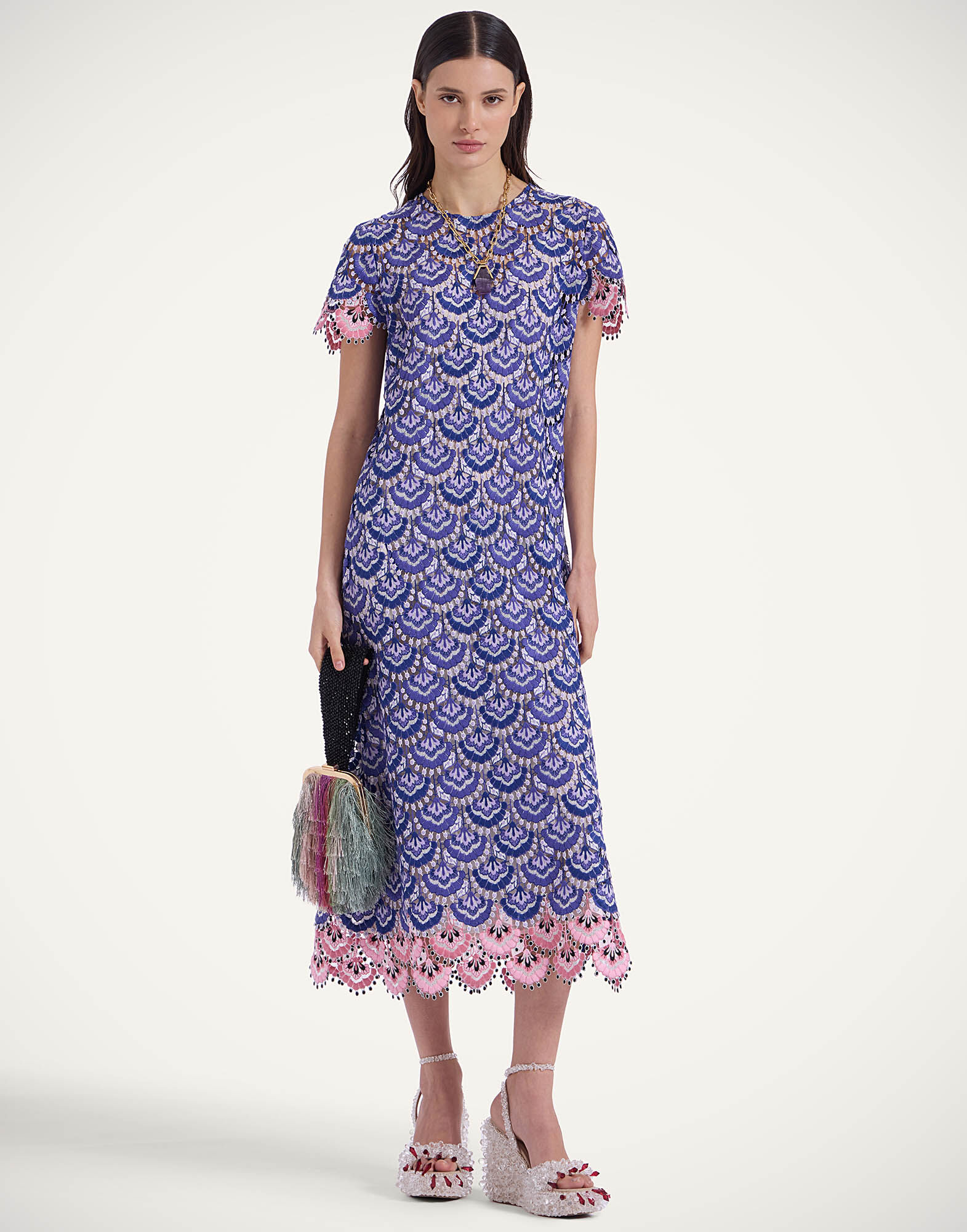 La DoubleJ Super Swing Dress In Bloom Blue DRE0894EMB085BLO01BU03