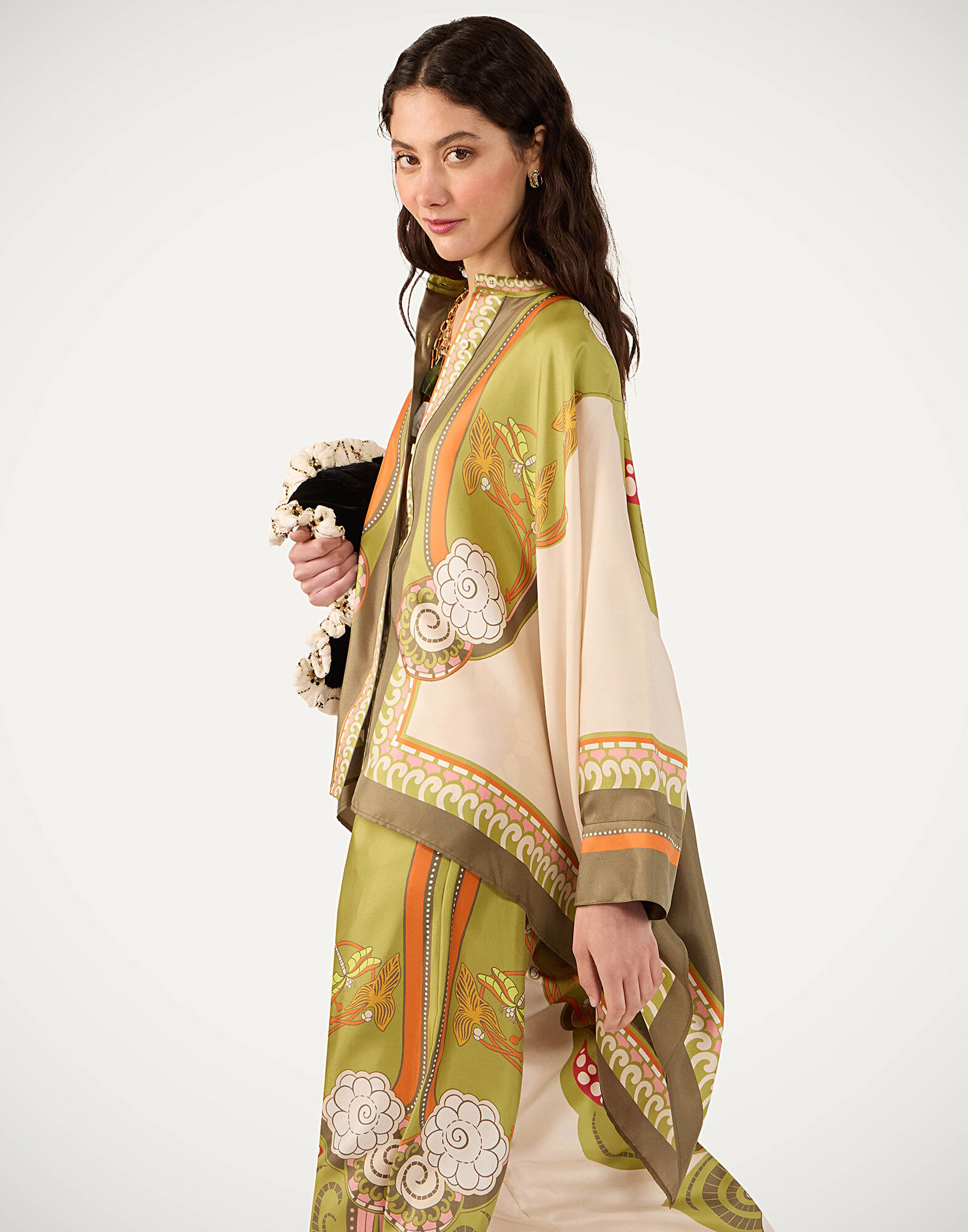 La DoubleJ Foulard Shirt Ambrosia Plac&eacute;e Ivory SHI0059SIL001AMB03WH04