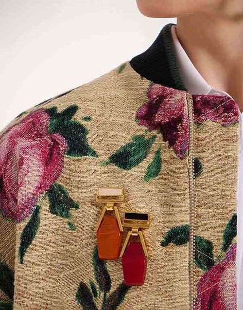 La DoubleJ Portal Brooch 24k Gold Plate & Orange Resin BCH0002POL014SOLIDOR02