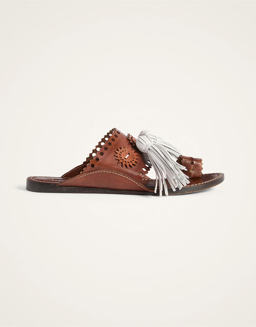 La DoubleJ Sandy Slides Solid Brown SHO0110LEA014SOLIDBR17