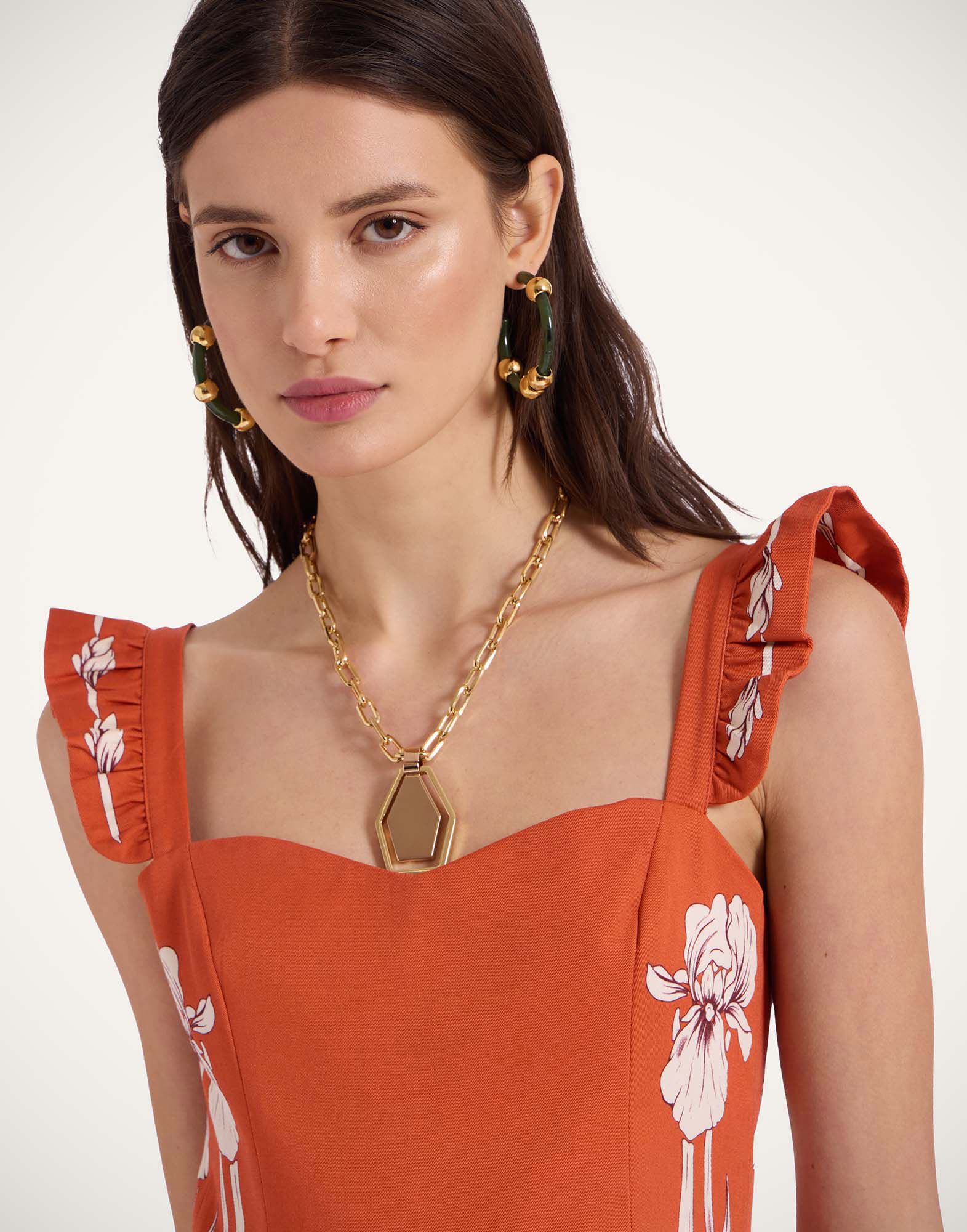 La DoubleJ Mini Gingerbread Dress Iris Plac&eacute;e Dark Orange DRE0859COT037IRS07OR03