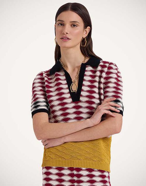 La DoubleJ Sunset Polo Multicolor Red & Yellow PUL0254KNI152VA349RE01