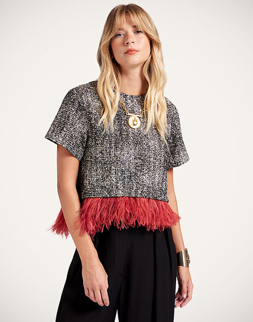 La DoubleJ La Scala Tee Solid Black & White TSH0040WOL031SOLIDBL03