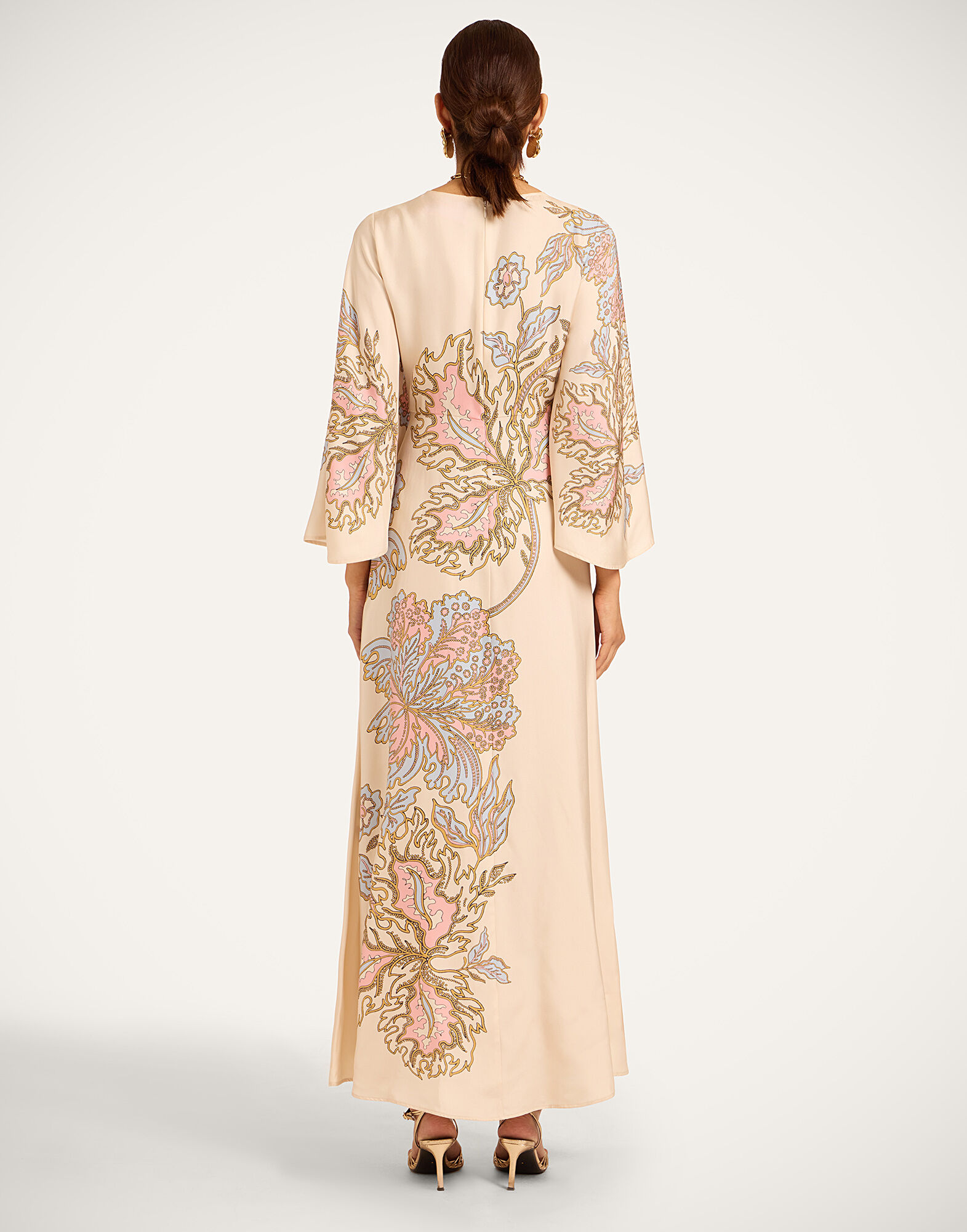 La DoubleJ Long Sorella Dress Swathe Plac&eacute;e Ivory DRE0923SIL026SWA03WH04
