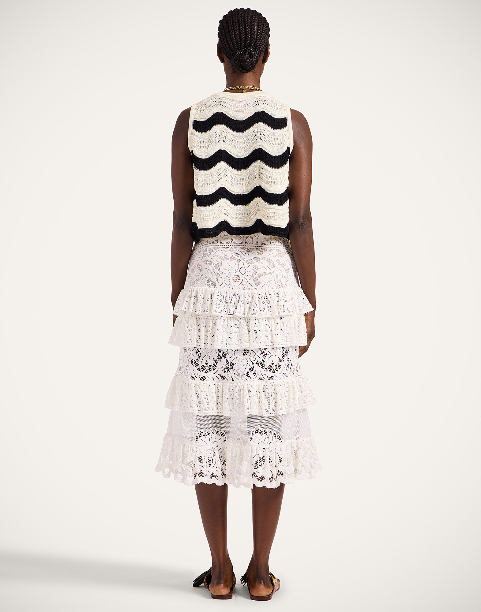 La DoubleJ Footloose Lacey Skirt White SKI0104EMB028SOLIDWH01