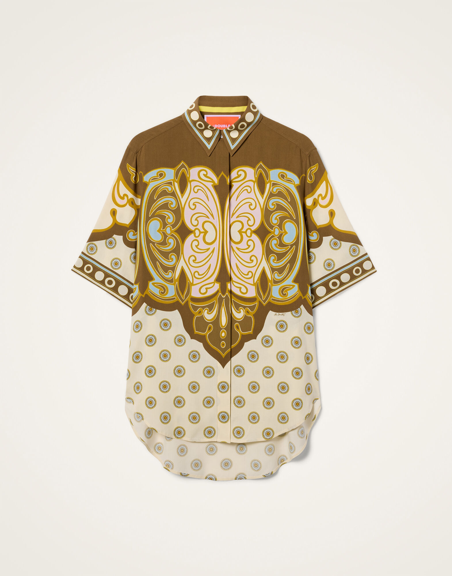La DoubleJ Club Shirt Cocoon Plac&eacute;e Brown SHI0171VIS032COC02BR02