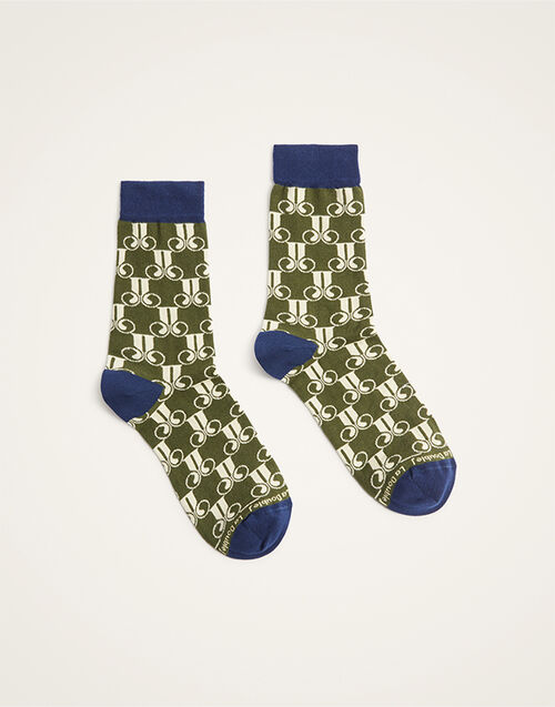 La DoubleJ All Time Socks La DoubleJ Monogram Military Green SOC0016COT083DJM01GR12