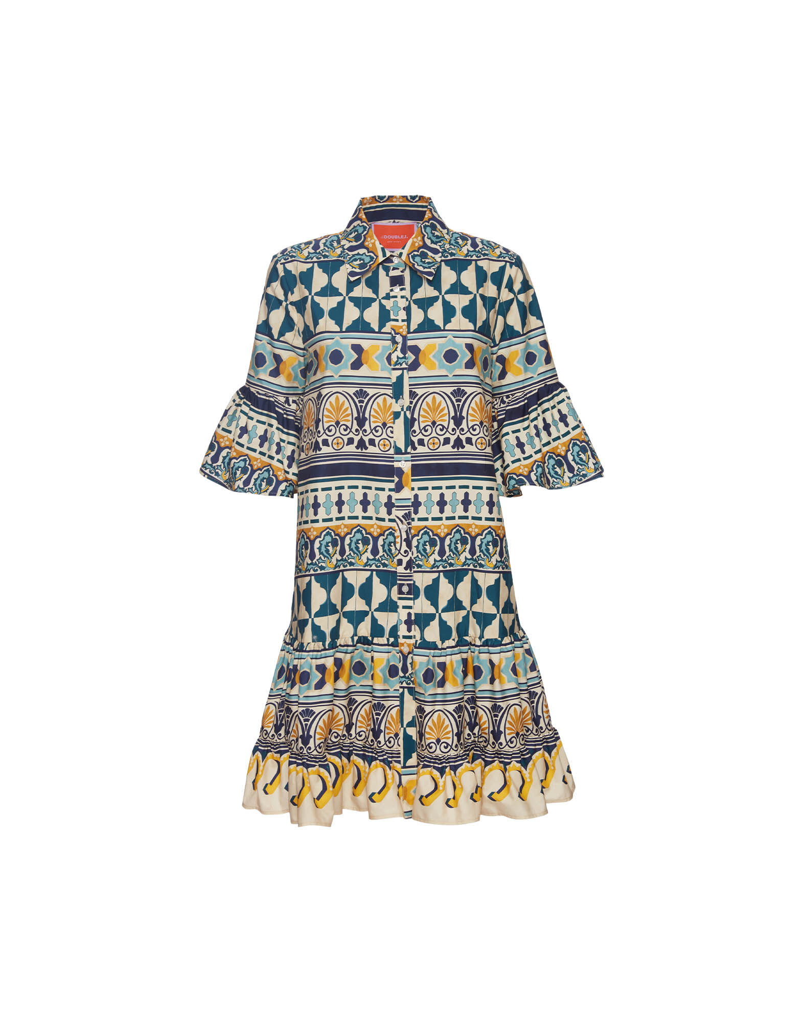 La DoubleJ Choux Dress Casareale Small Plac&egrave;e Cream DRE0193COT039REA02WH03