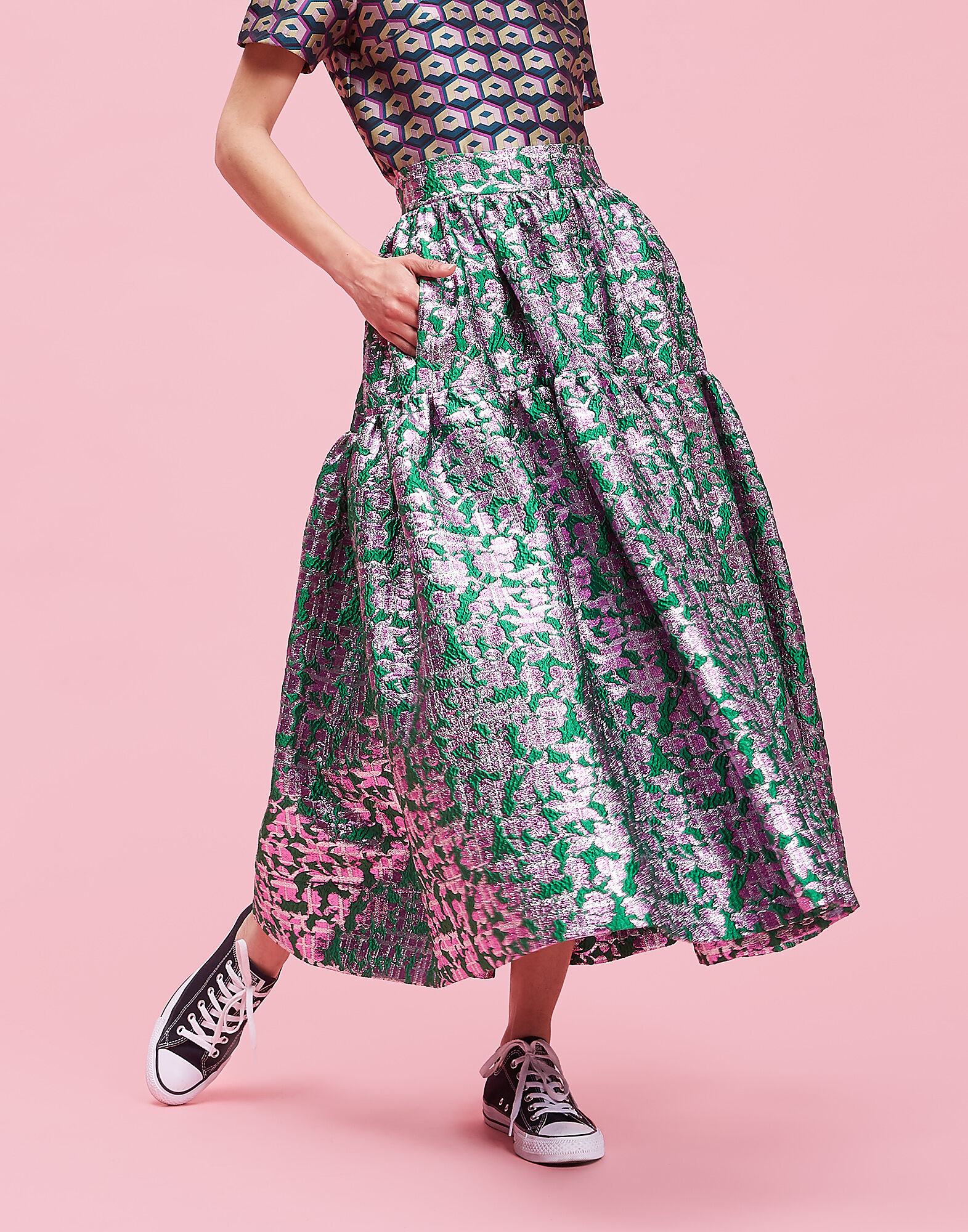 LaDoubleJ Oscar Skirt Check Verde SKI0012JAC009CHE0002