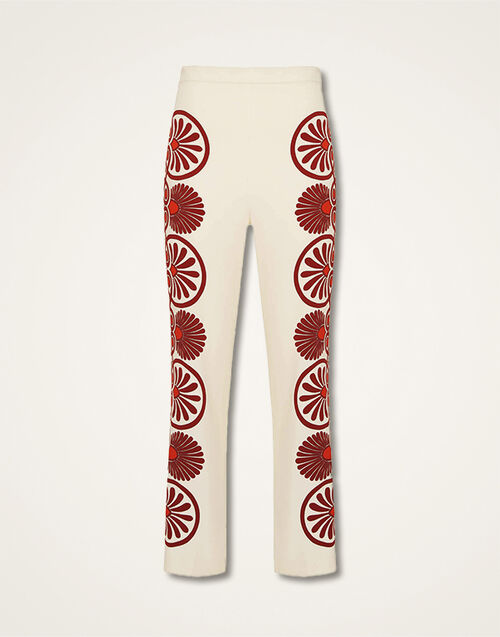 La DoubleJ Stretch Pants Medallion Plac&eacute;e Cream TRO0054VIS011MED01WH03