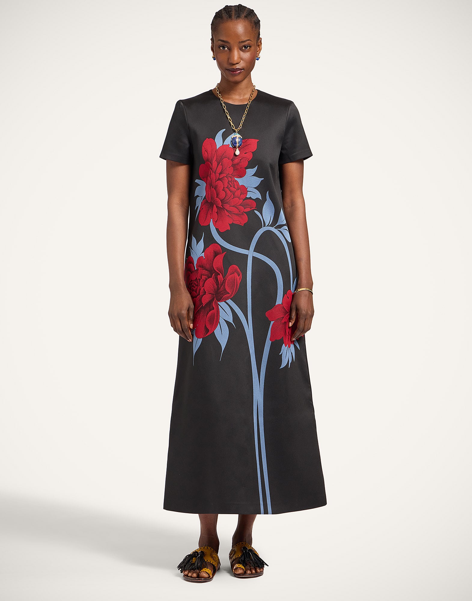 La DoubleJ Swing Dress - Woman Dresses Peonies Blue S