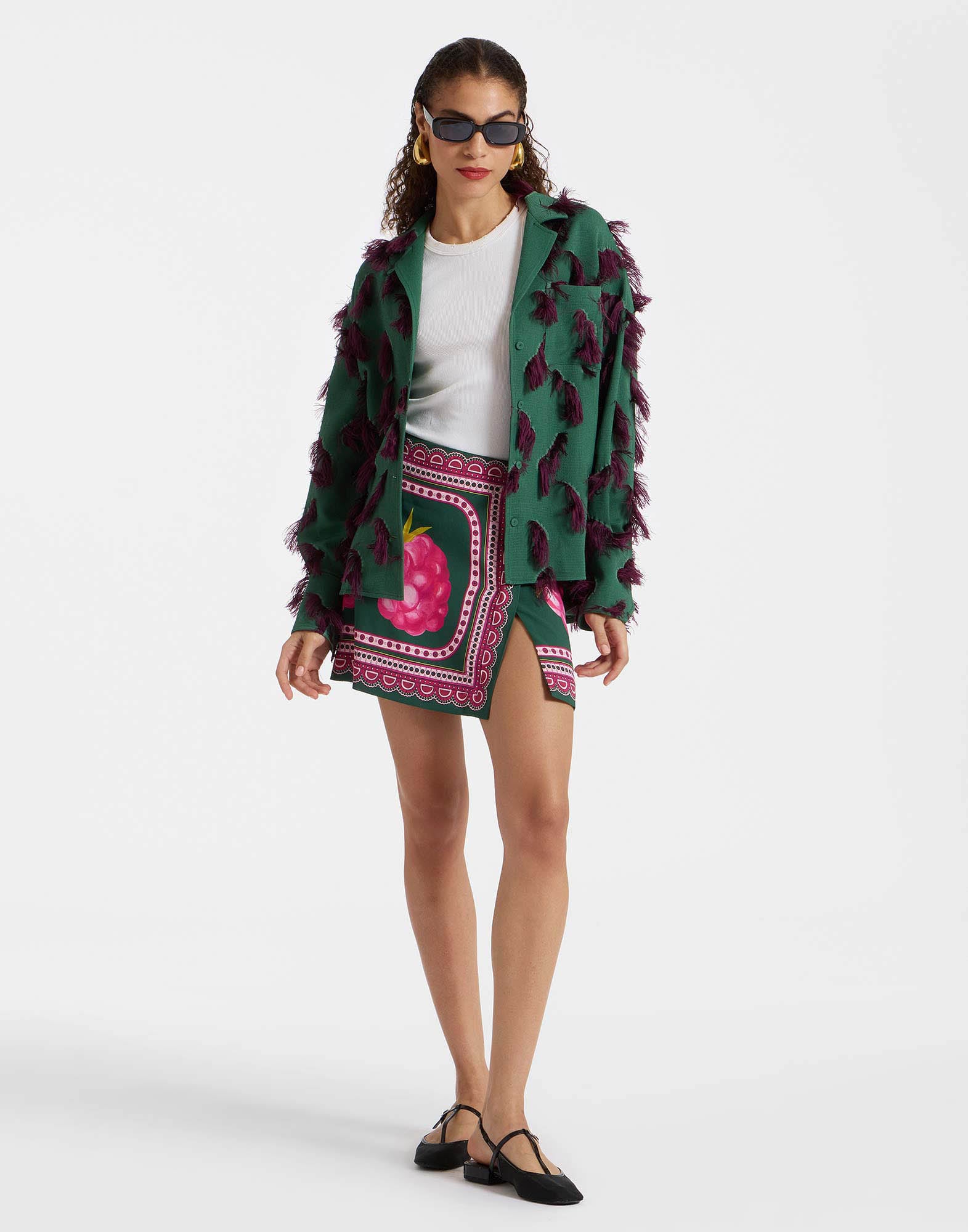La DoubleJ Foulard Mini Skirt - Woman Skirts Lampone Placée Emerald Xs