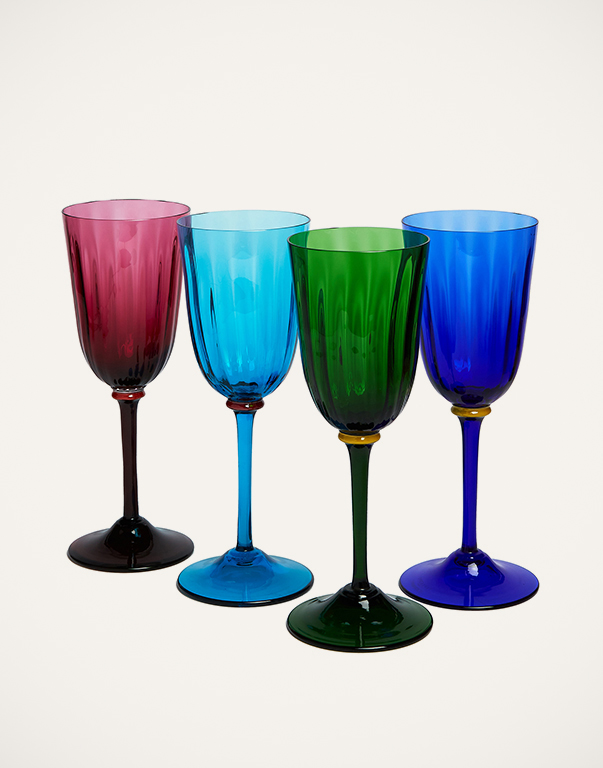 Colored Glassware Murano Wine & Water Glasses Sets La DoubleJ